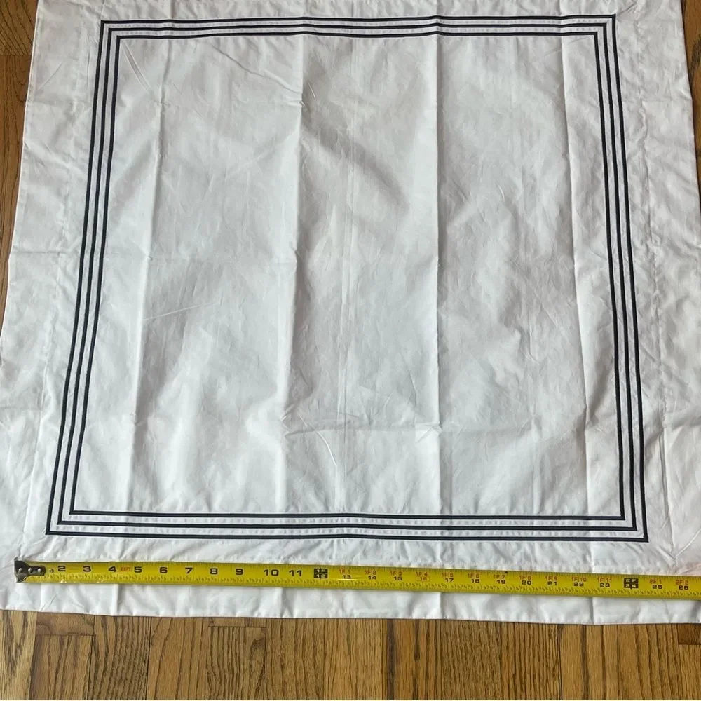Pottery Barn Organic Cotton White with Black Cotton Percale Euro Sham 26” Square